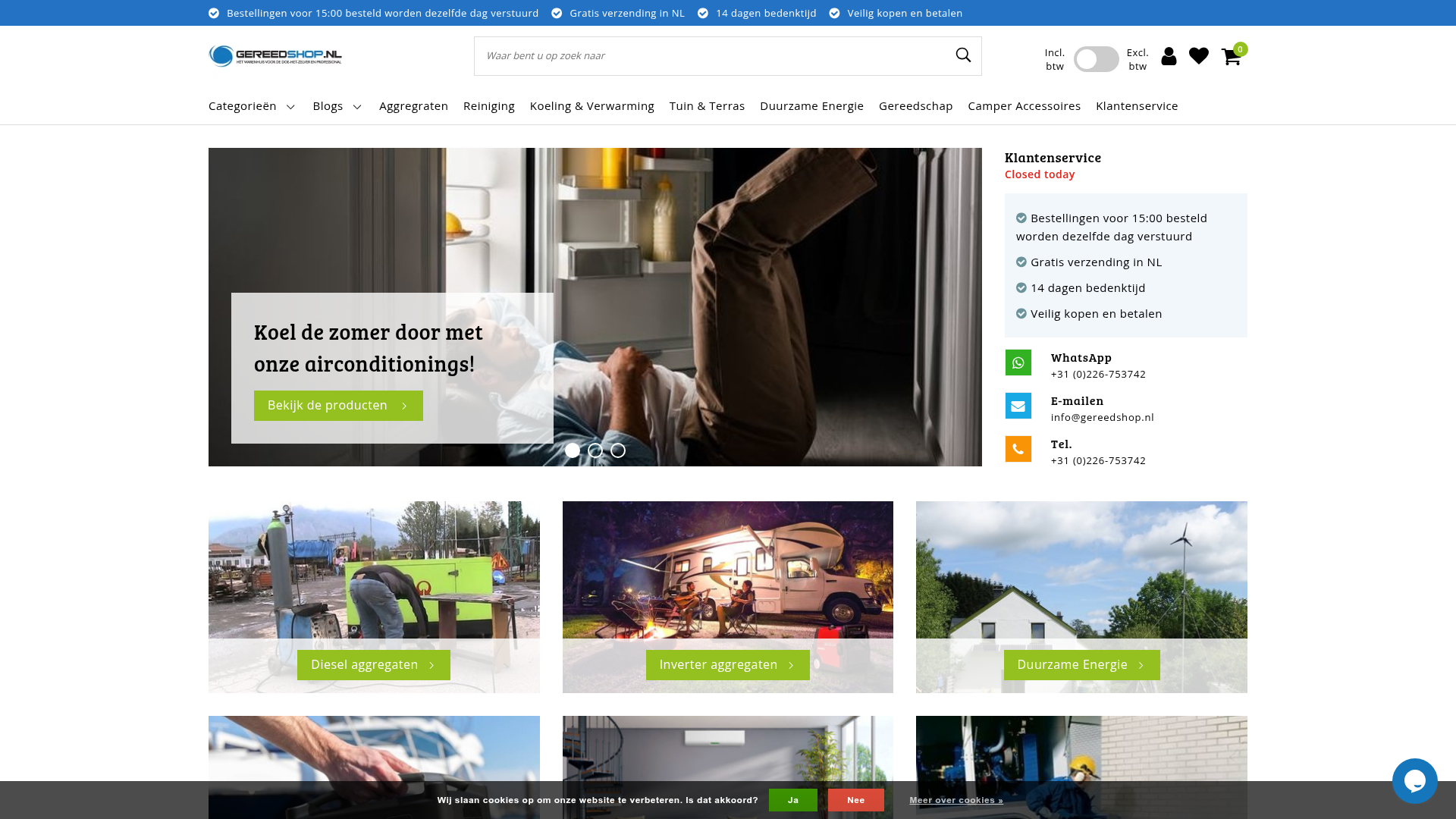 Screenshot van gereedshop.nl