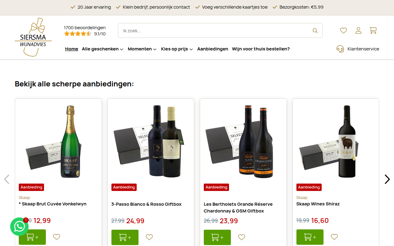 Screenshot van geschenken.wijnadvies.nl
