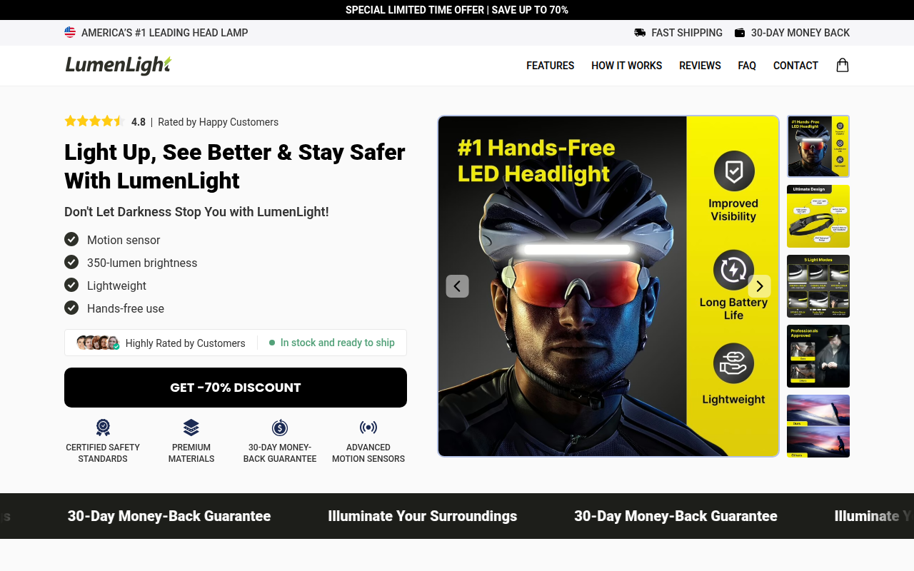 Screenshot van get-lumenlight.checkoutera.com