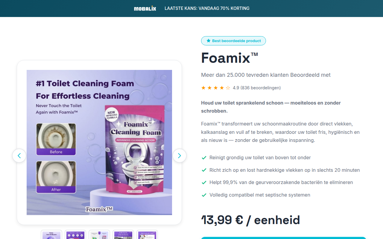 Screenshot van getfoamix.com
