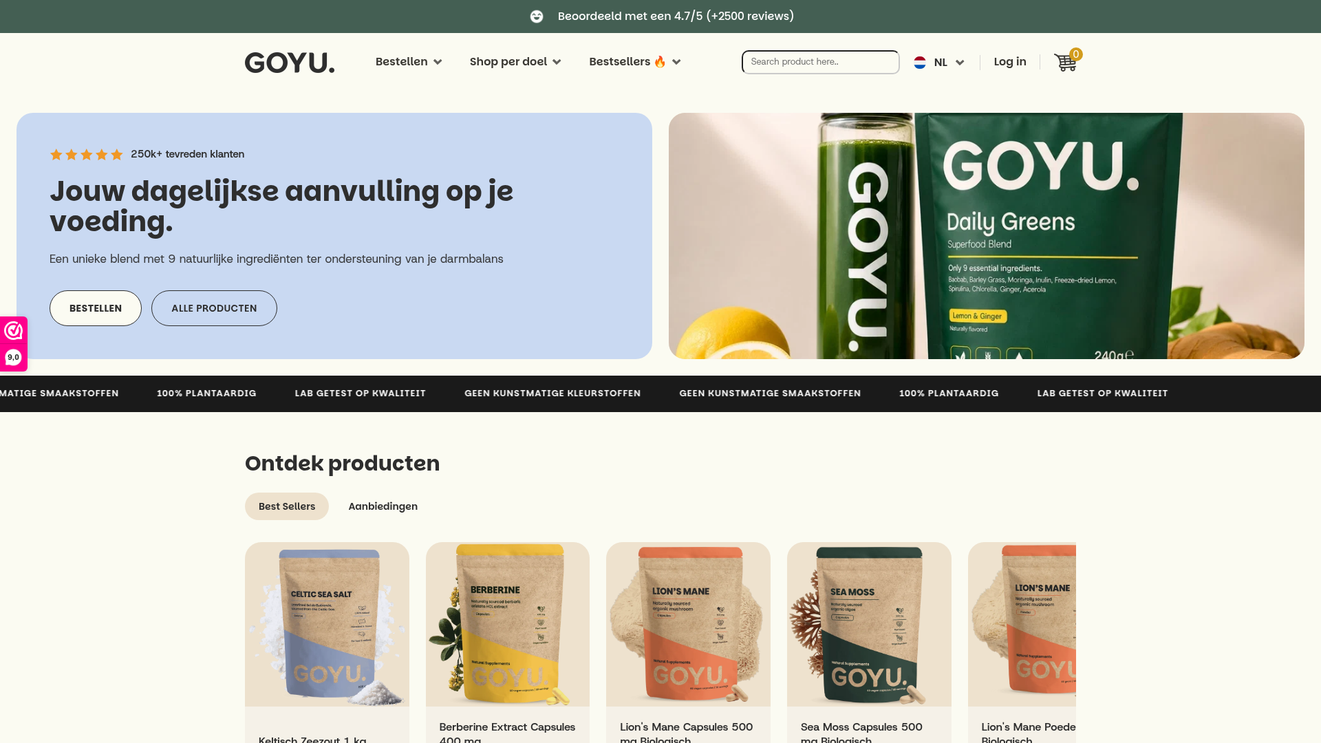 Screenshot van getgoyu.com