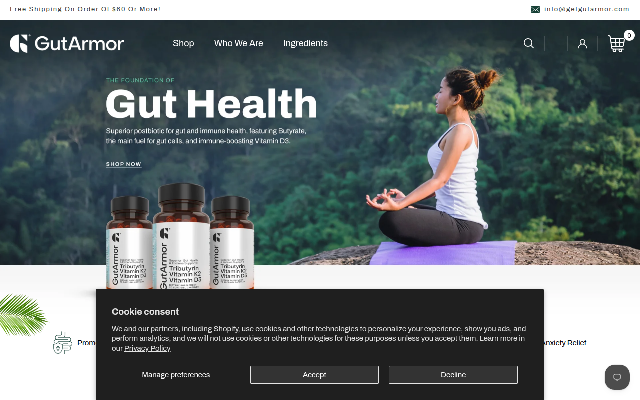 Screenshot van getgutarmor.com