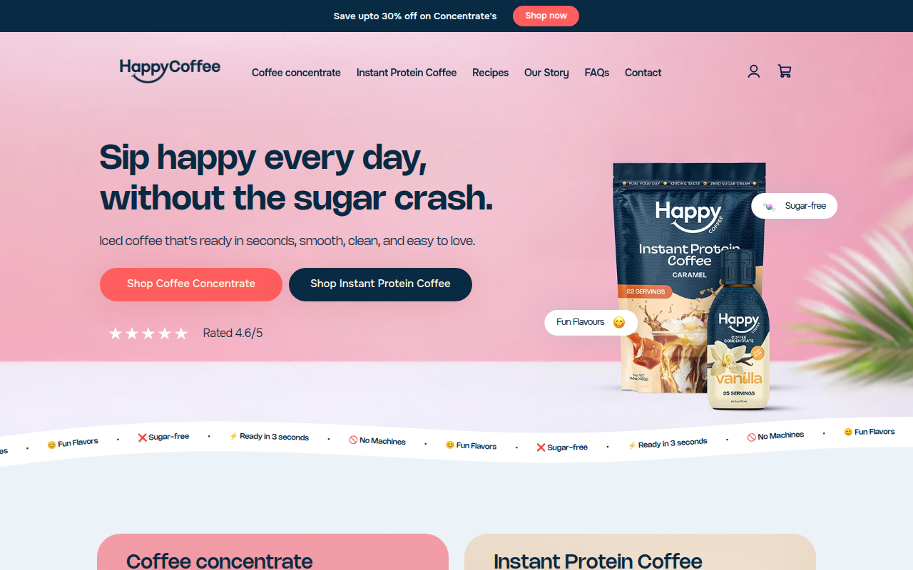 Screenshot van gethappycoffee.com