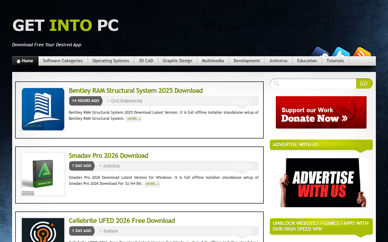 Screenshot van getintopc.com