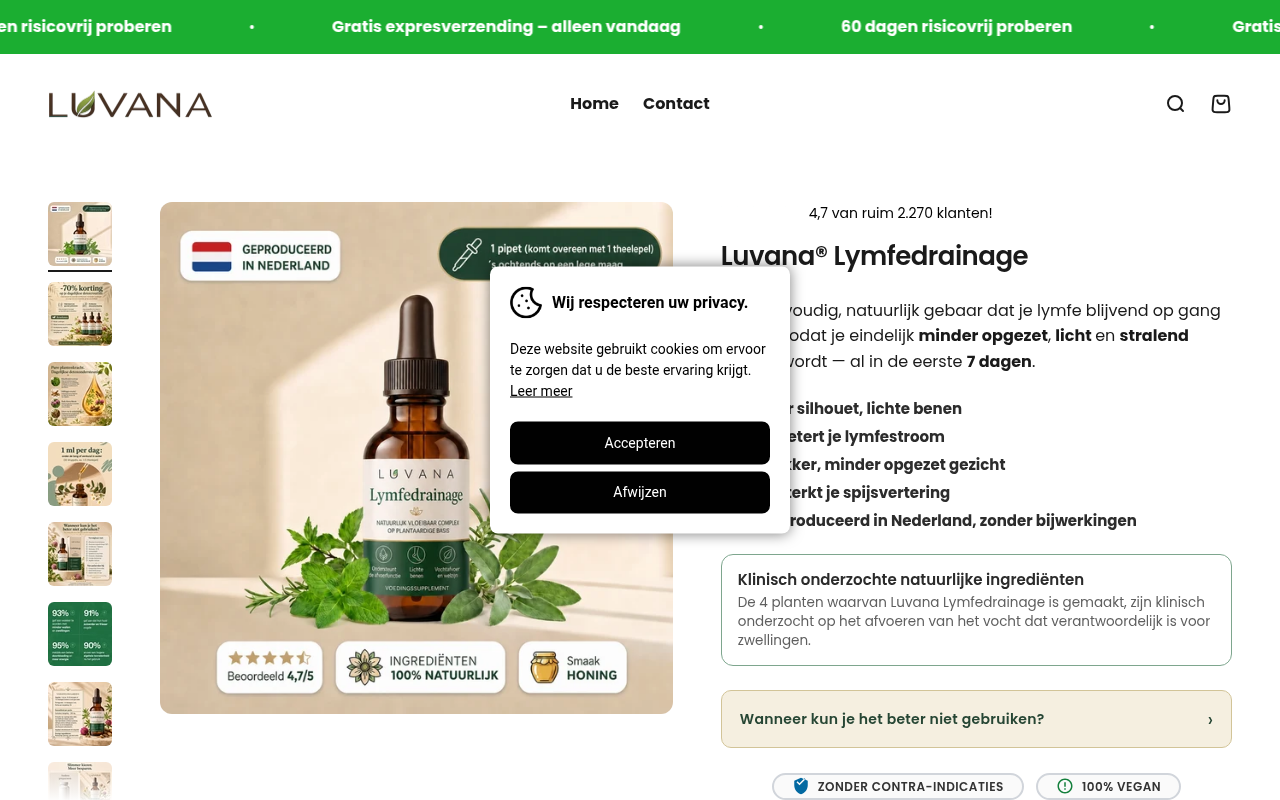 Screenshot van getluvana.com