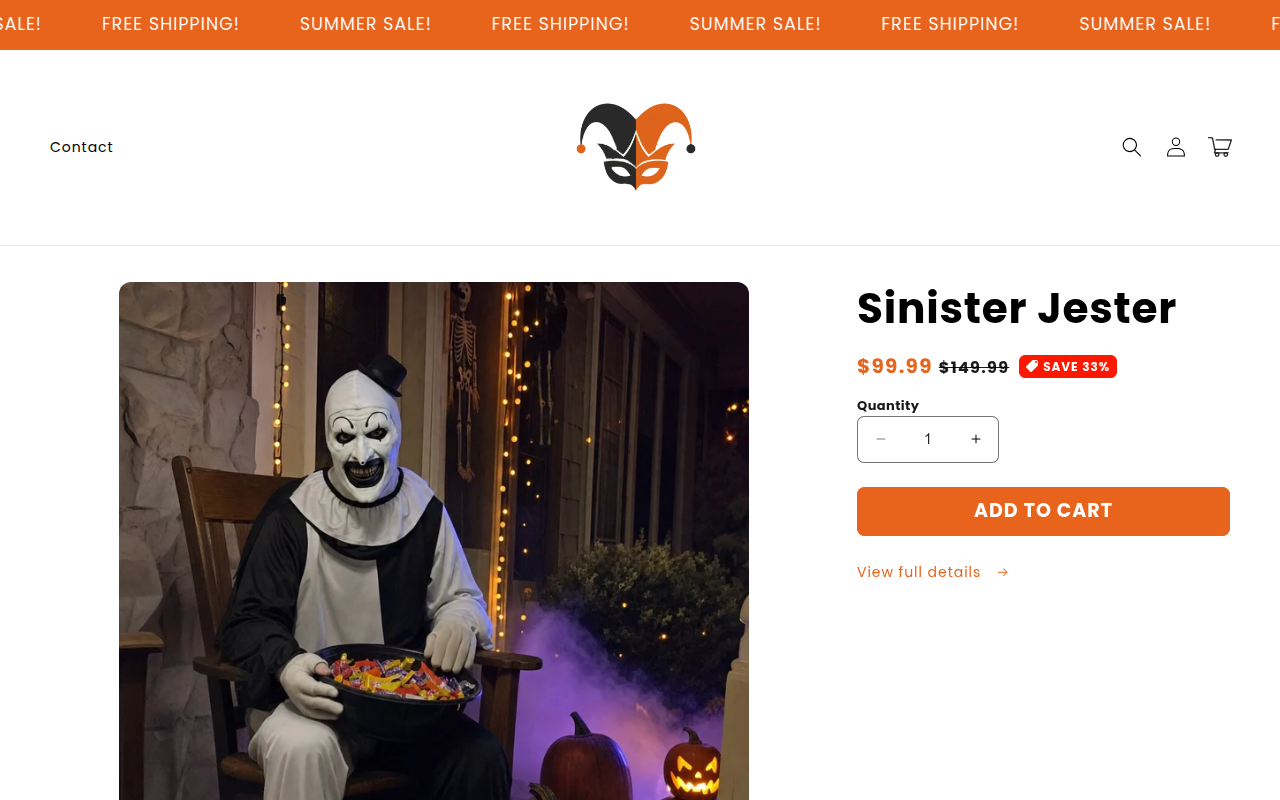 Screenshot van getsinisterjester.com