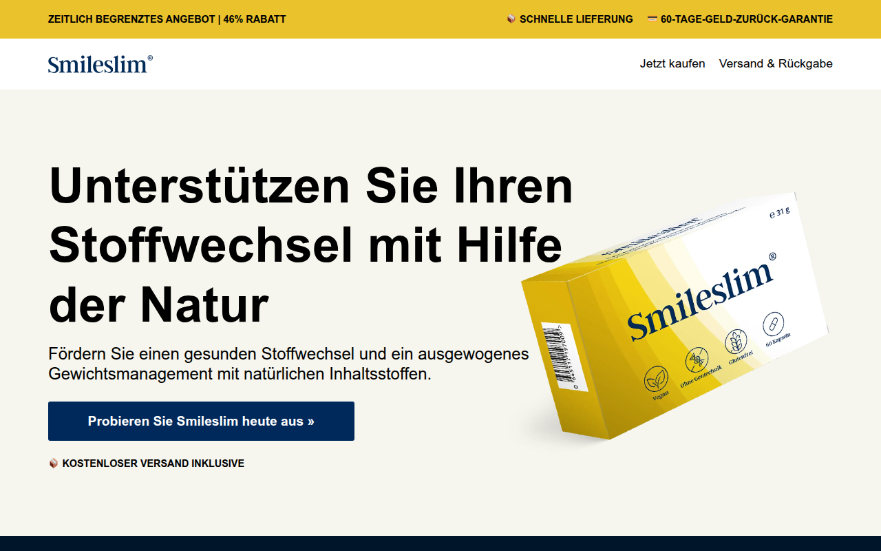 Screenshot van getsmileslim.com