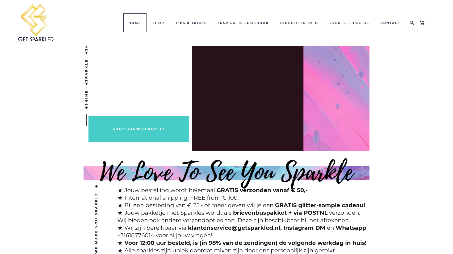 Screenshot van getsparkled.nl
