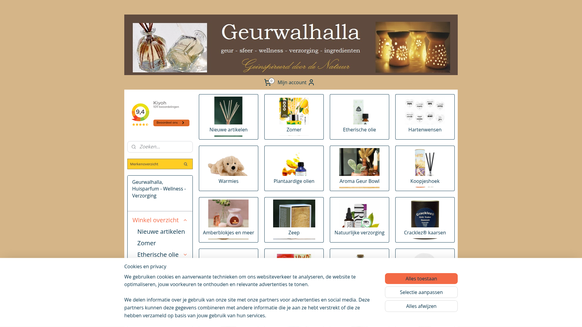 Screenshot van geurwalhalla.nl