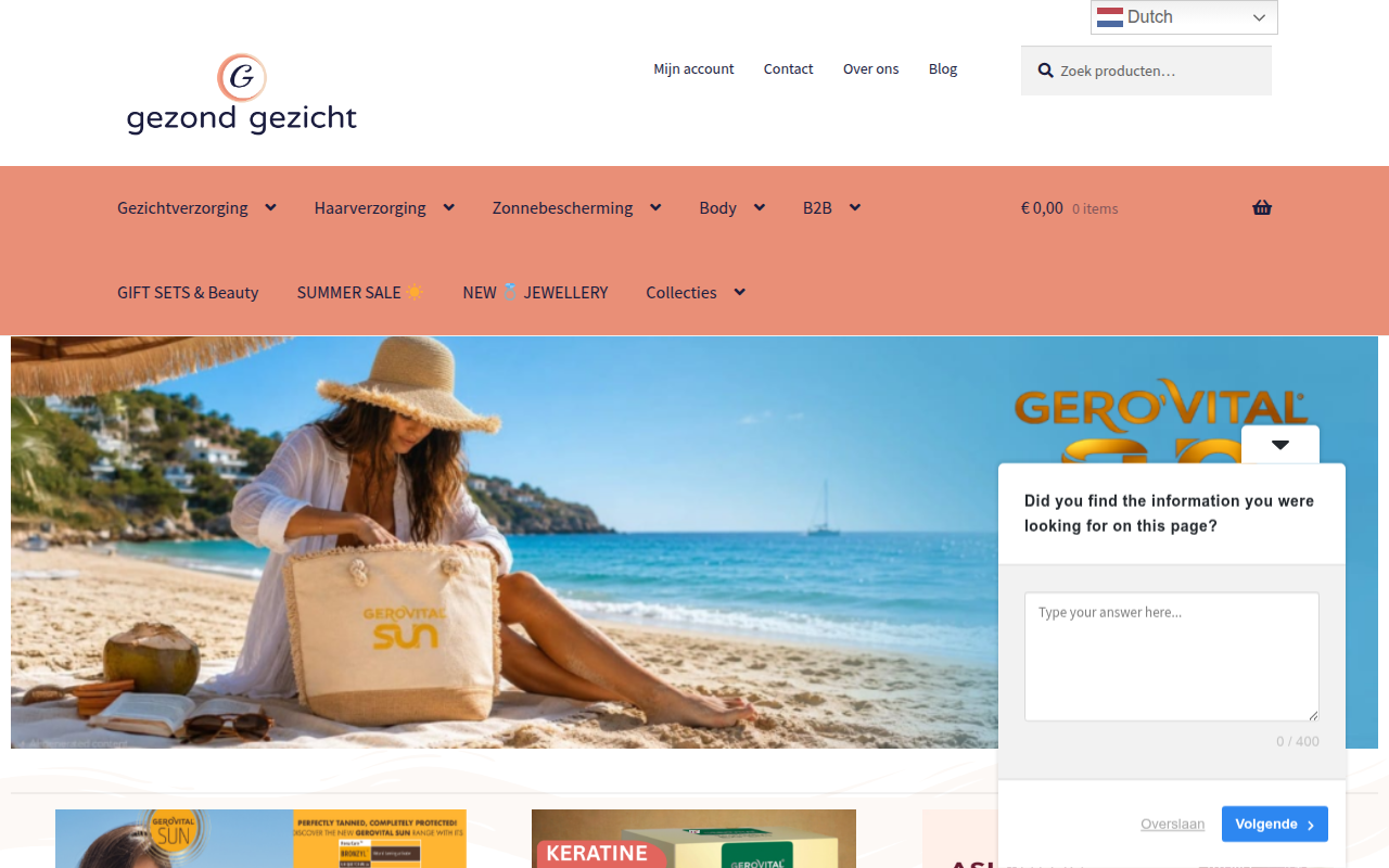 Screenshot van gezond-gezicht.nl