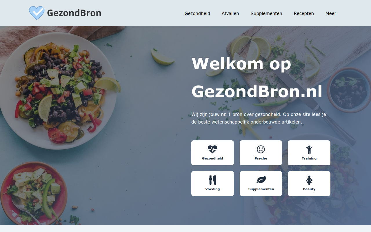 Screenshot van gezondbron.nl
