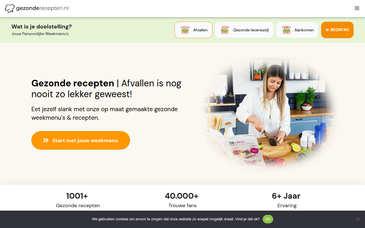 Screenshot van gezonderecepten.nl