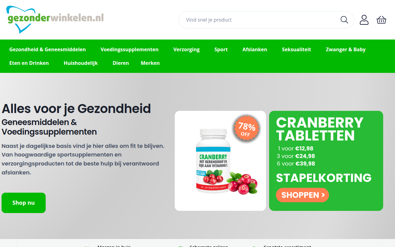 Screenshot van gezonderwinkelen.nl