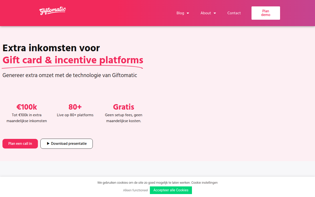 Screenshot van giftomatic.nl