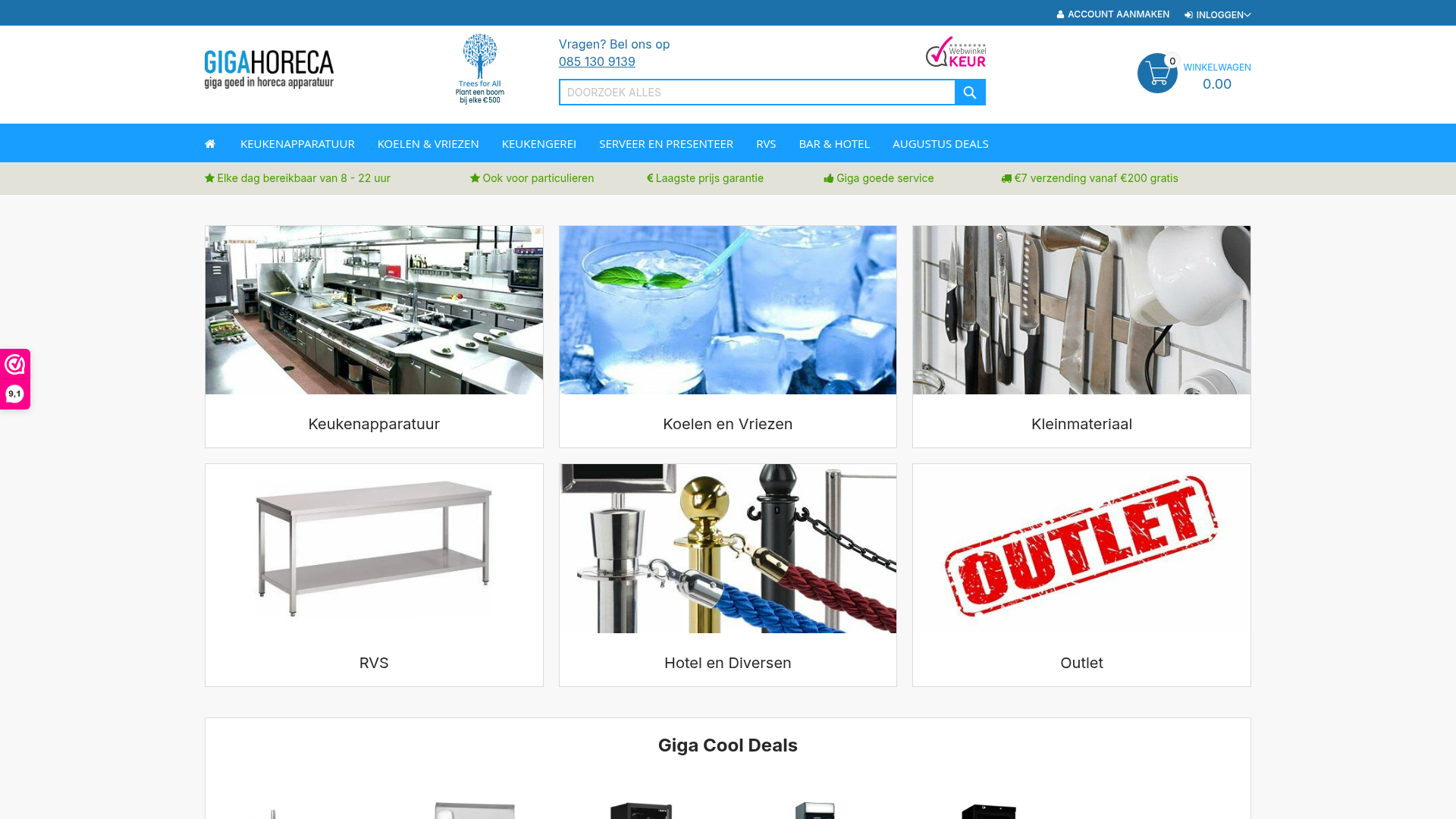Screenshot van giga-horeca.nl