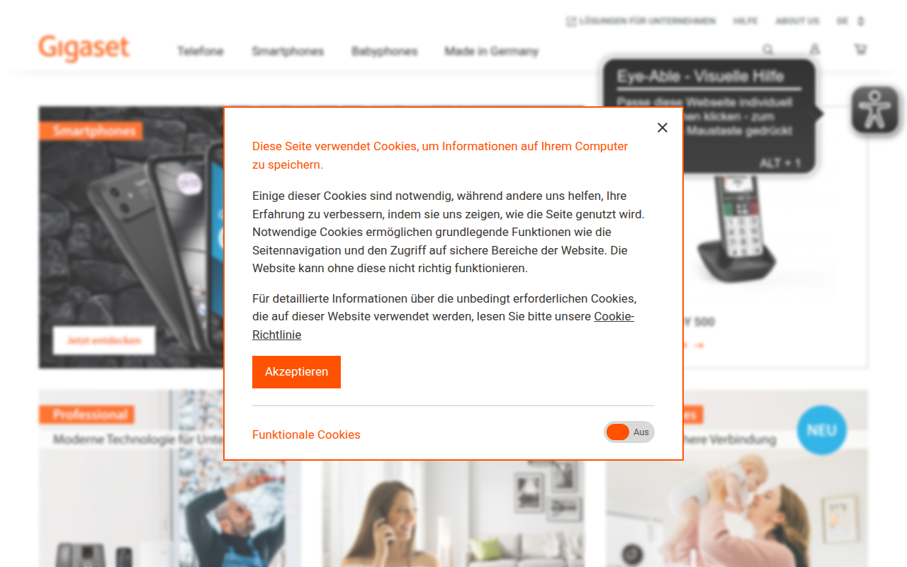 Screenshot van gigaset.com