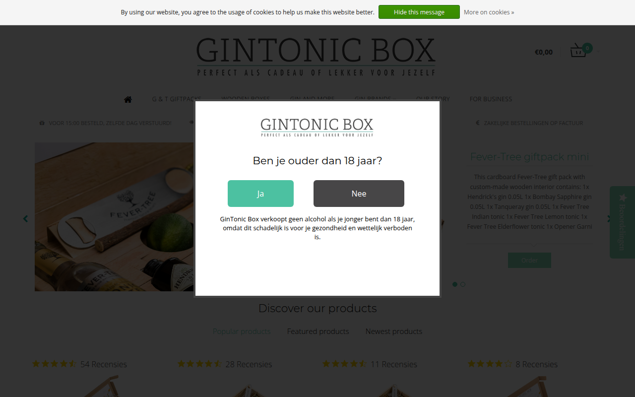 Screenshot van gintonicbox.com