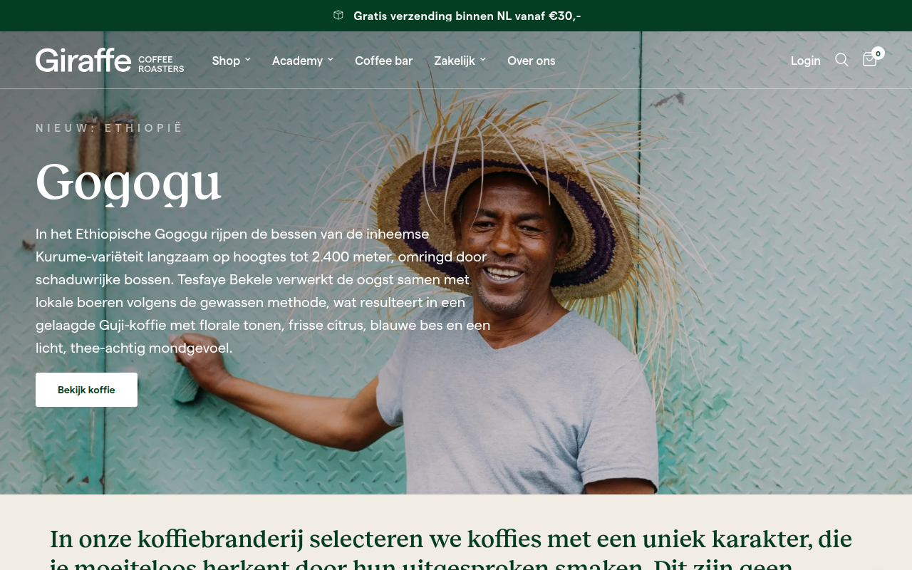 Screenshot van giraffecoffee.com