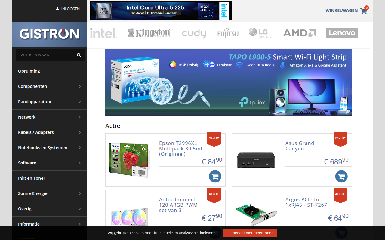 Screenshot van gistron.com