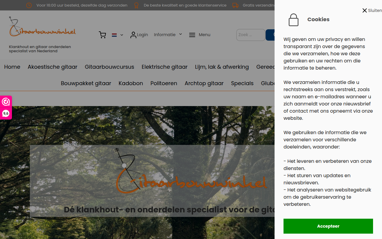 Screenshot van gitaarbouwwinkel.nl