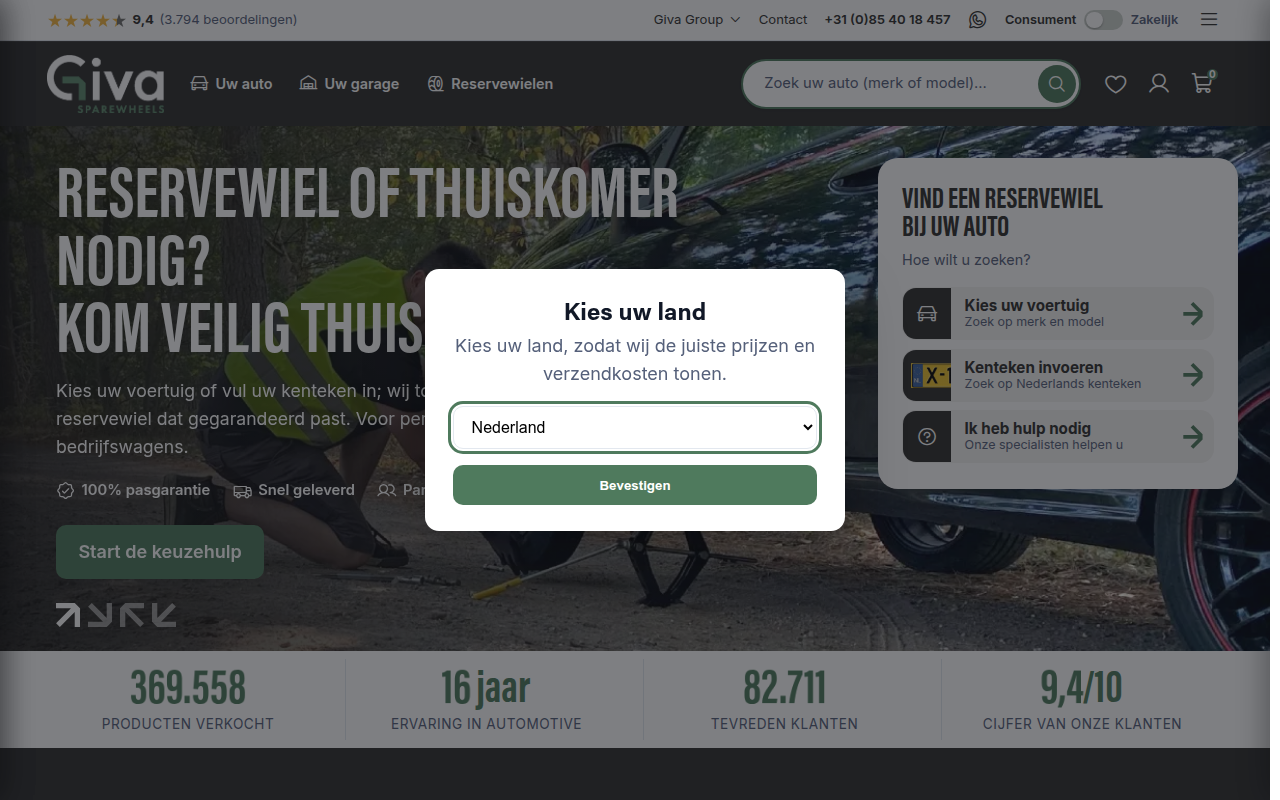 Screenshot van givasparewheels.com