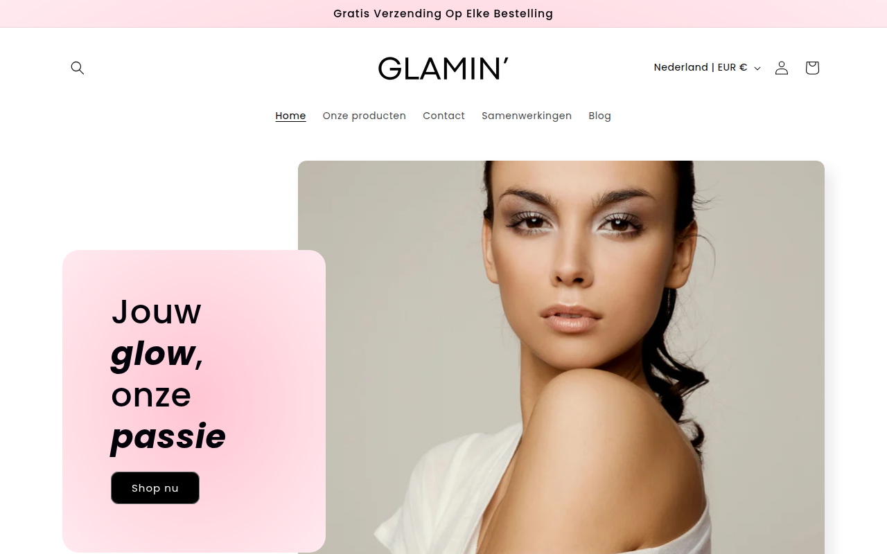 Screenshot van glamin.nl