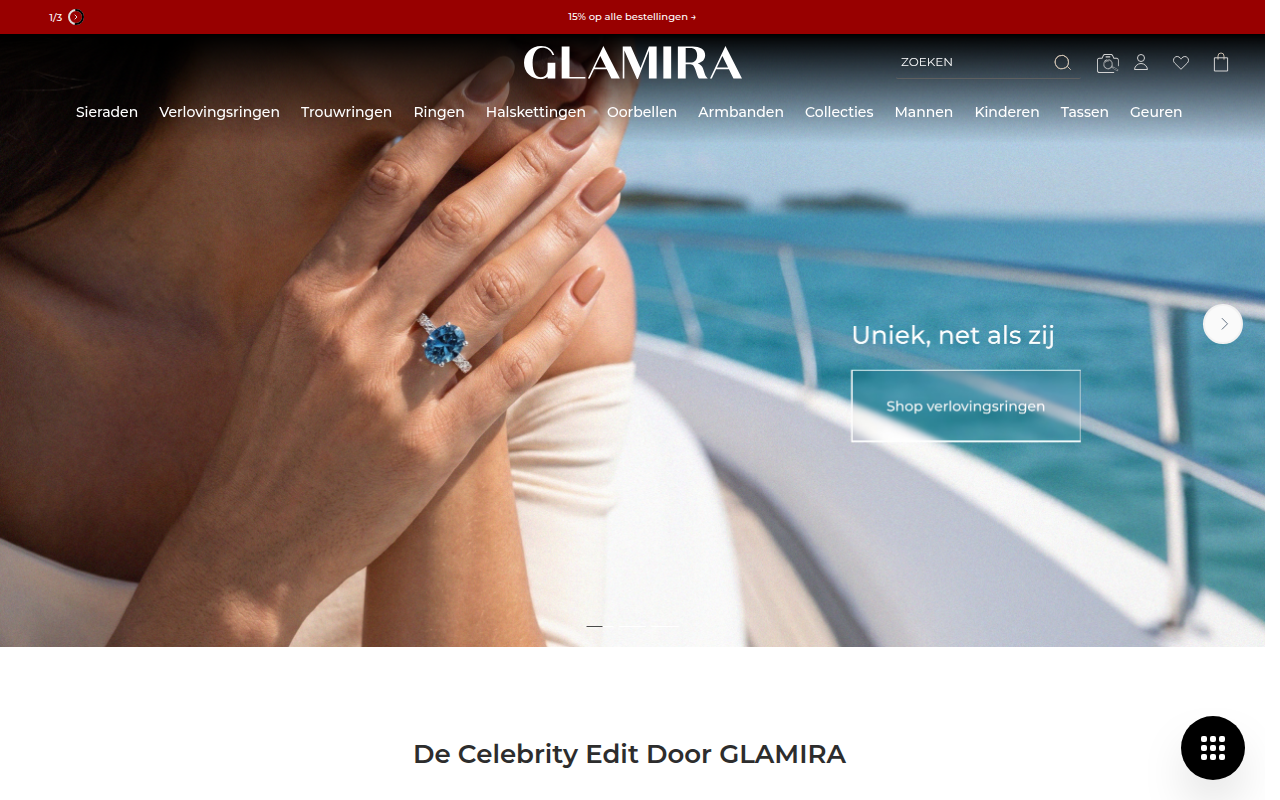 Screenshot van glamira.nl
