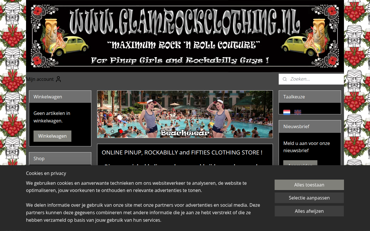 Screenshot van glamrockclothing.nl
