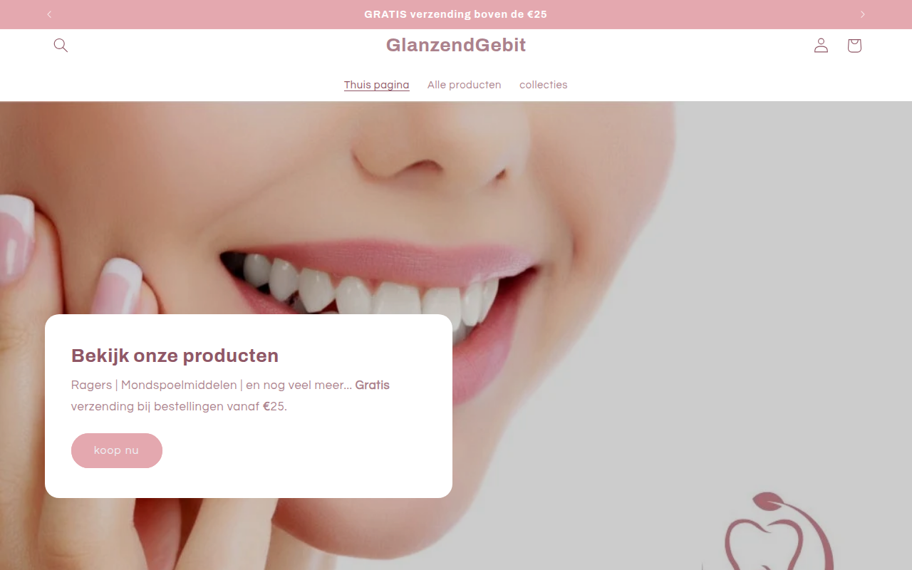 Screenshot van glanzendgebit.nl