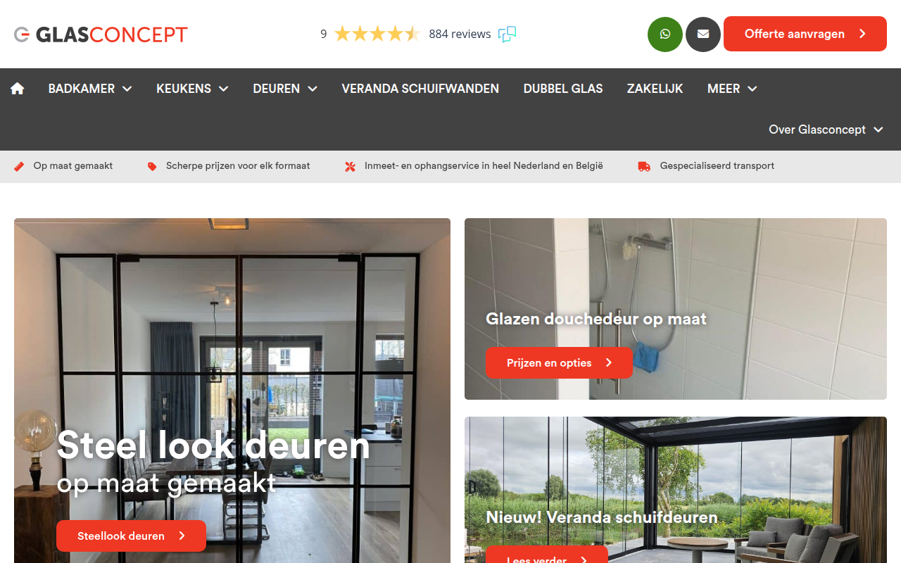 Screenshot van glasconcept.nl