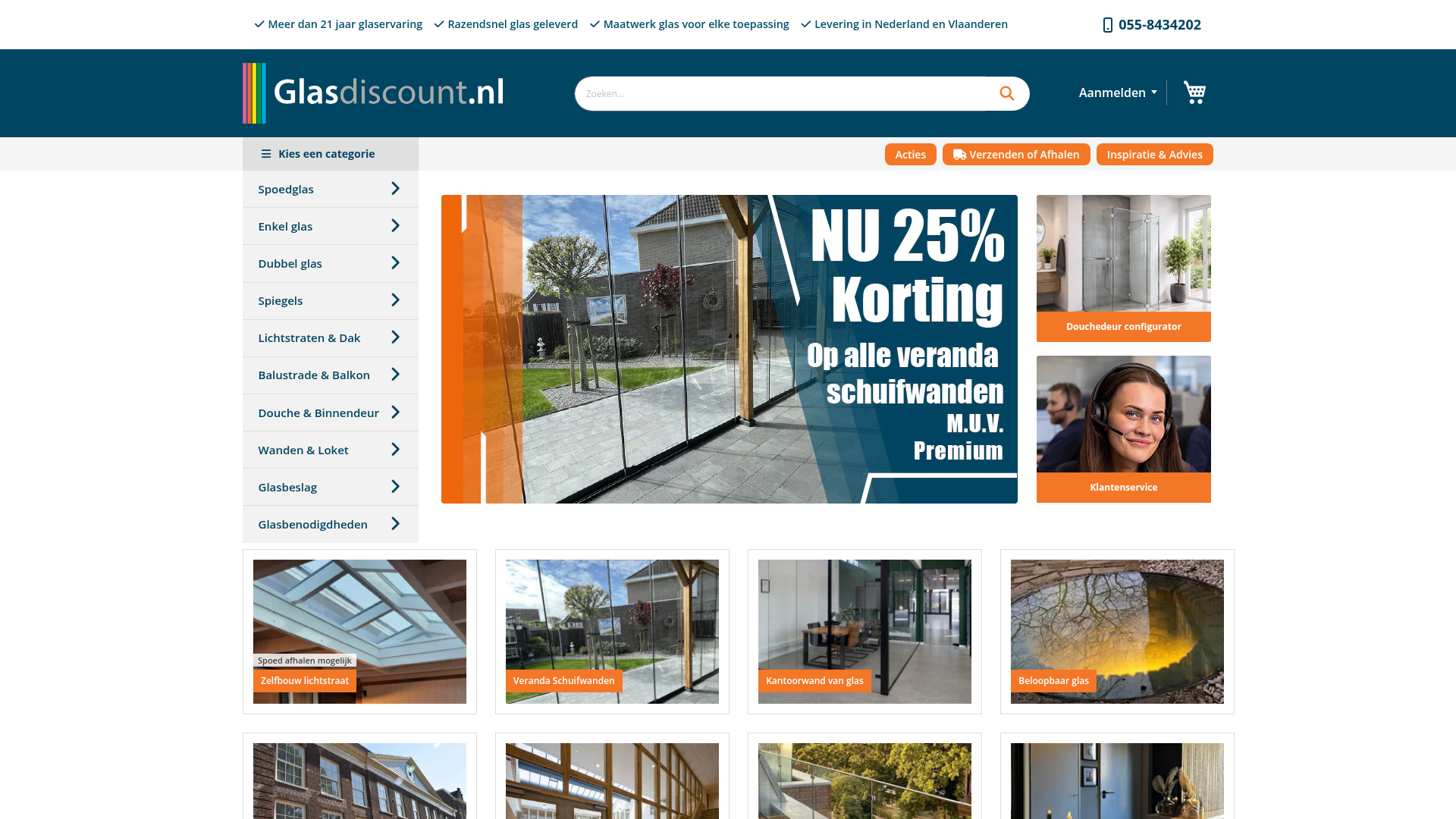 Screenshot van glasdiscount.nl