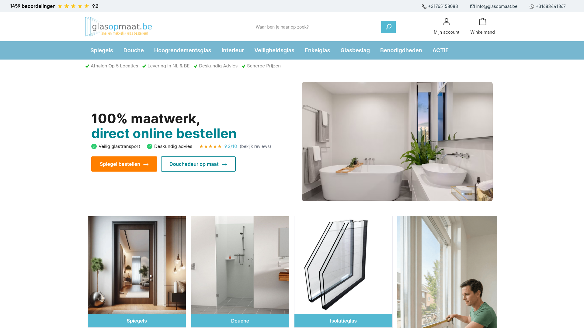 Screenshot van glasopmaat.be