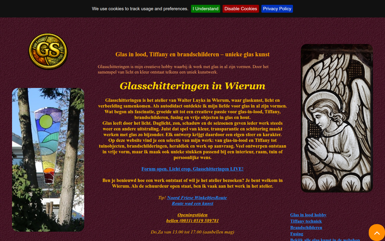 Screenshot van glasschitteringen.nl