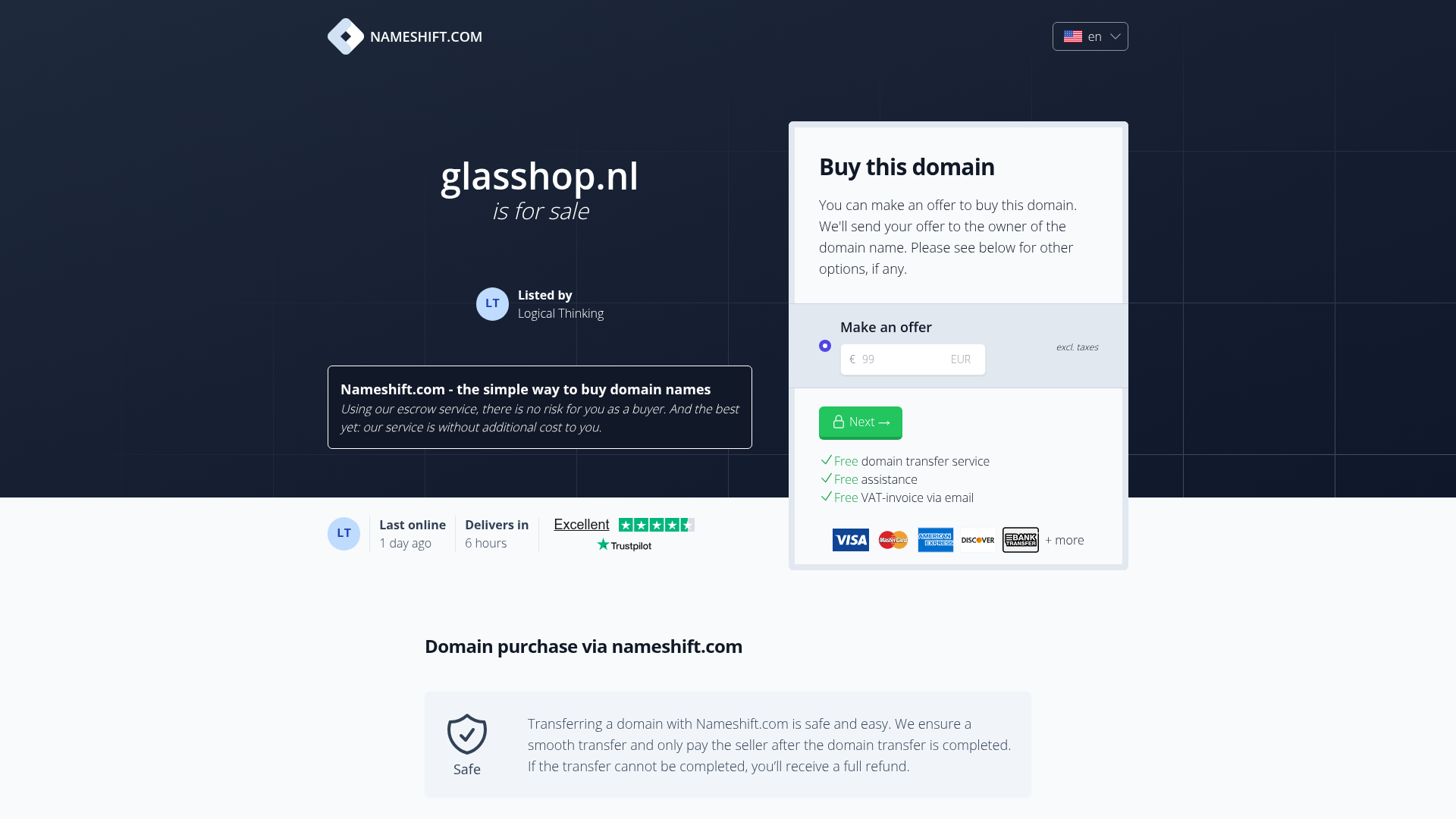 Screenshot van glasshop.nl