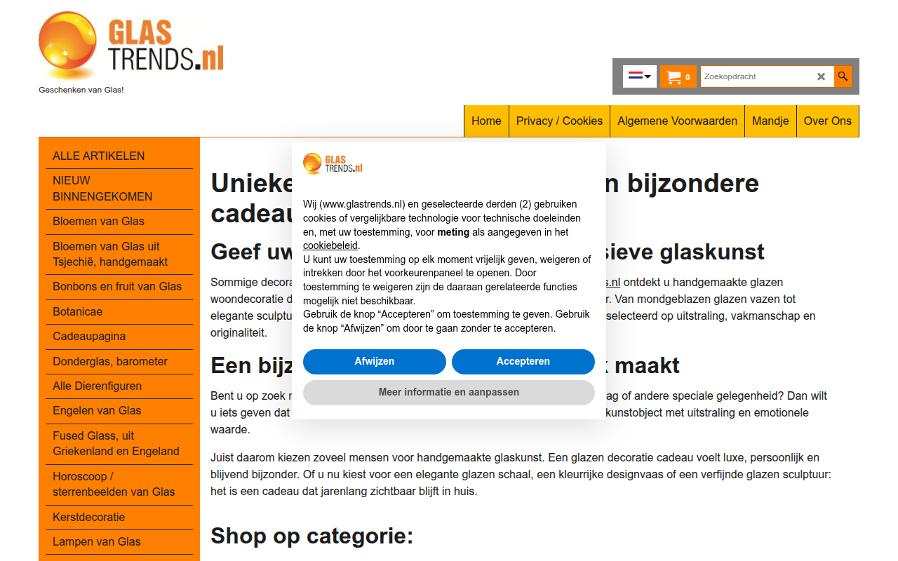 Screenshot van glastrends.nl