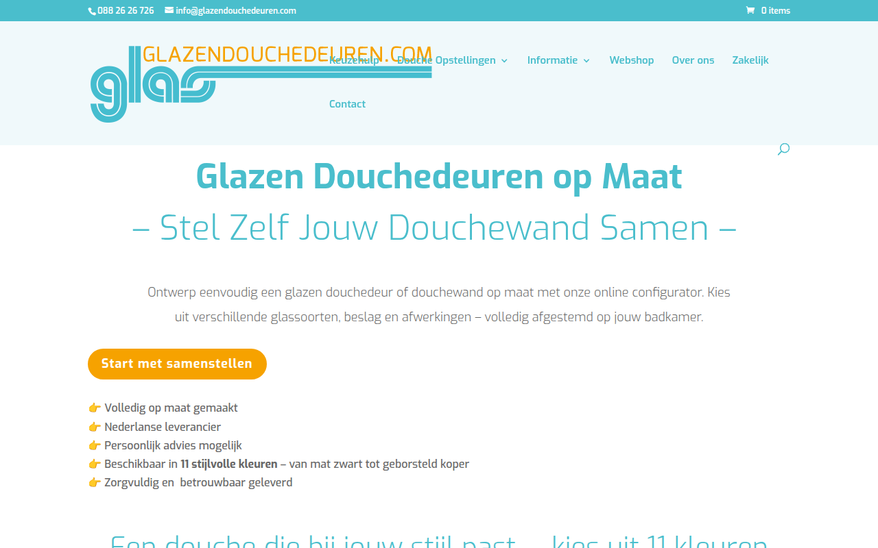 Screenshot van glazendouchedeuren.com