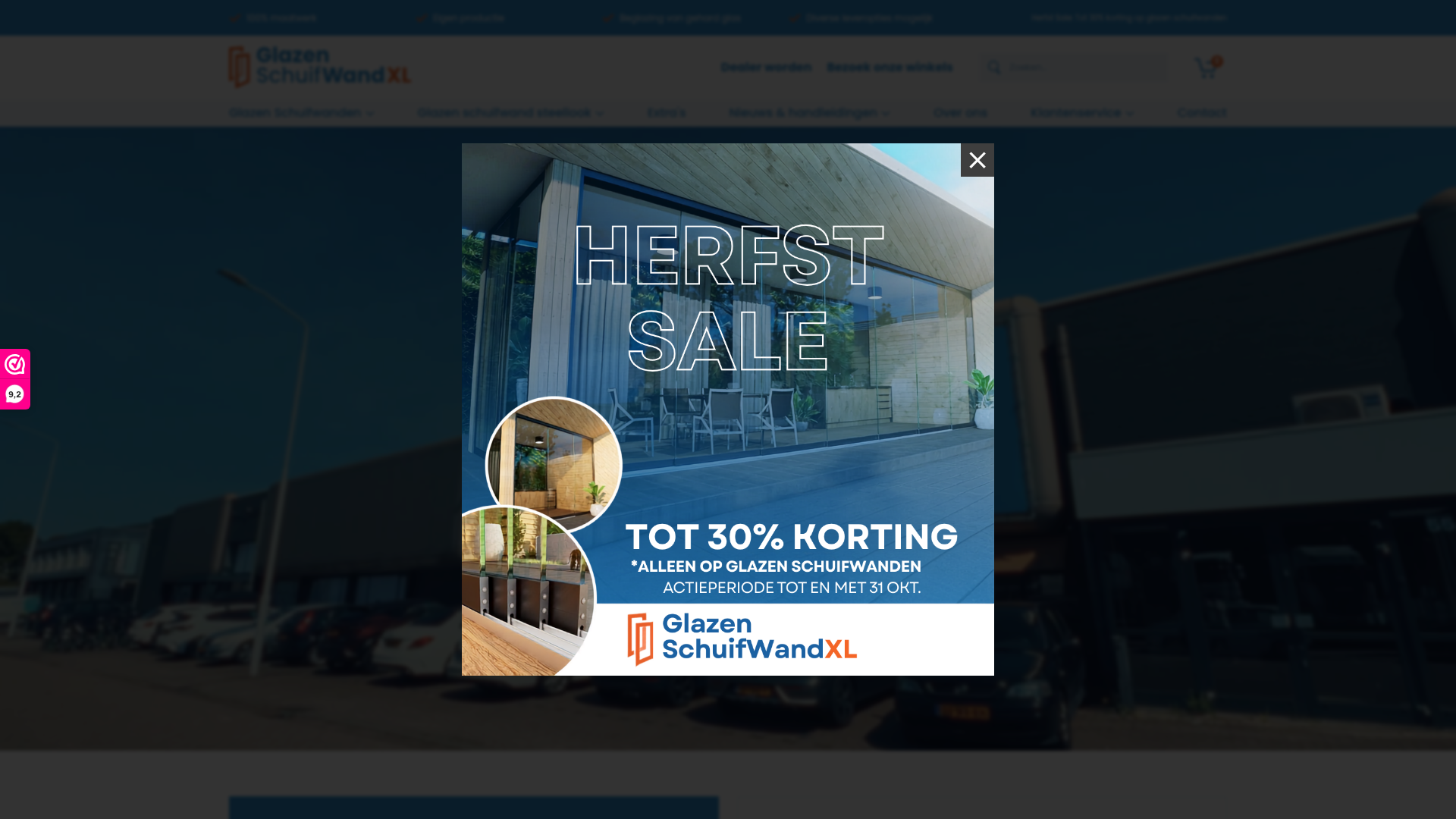 Screenshot van glazenschuifwandxl.nl