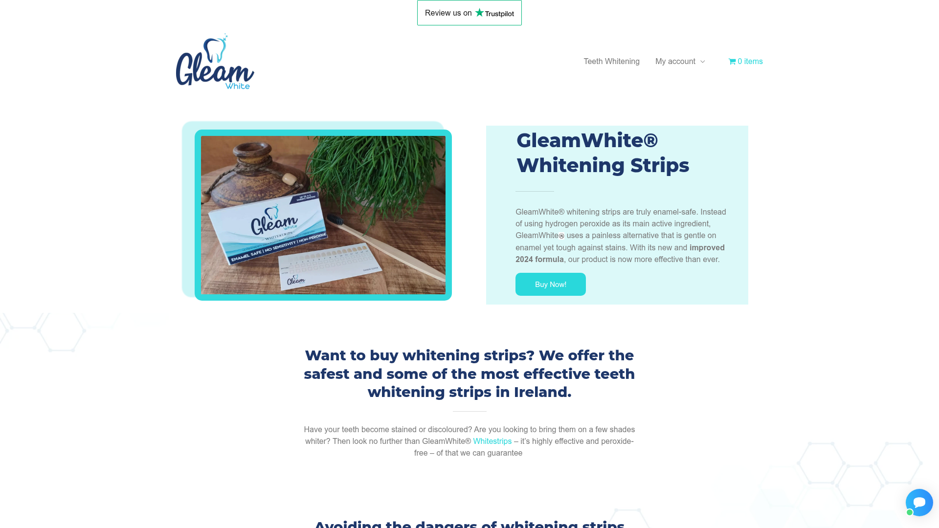 Screenshot van gleamwhite.ie