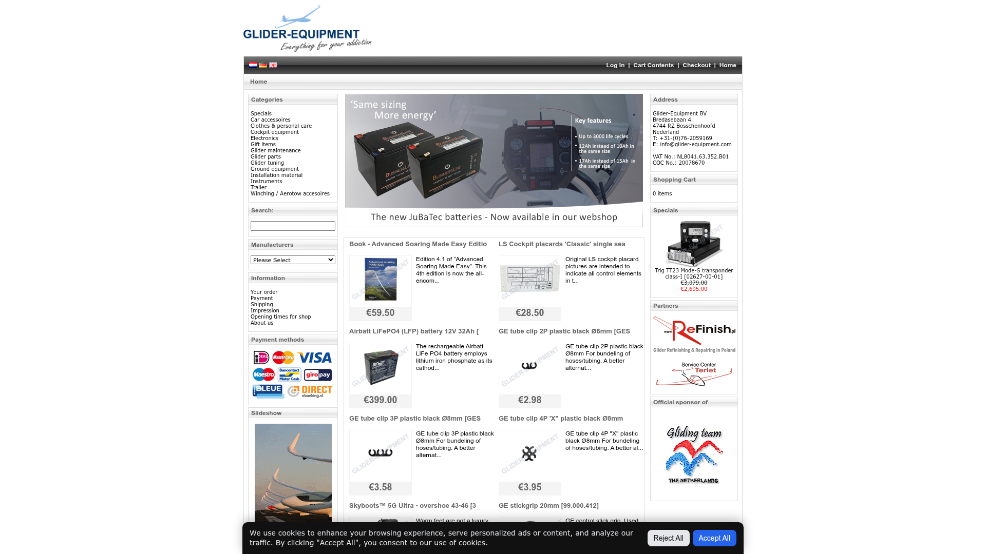 Screenshot van glider-equipment.com