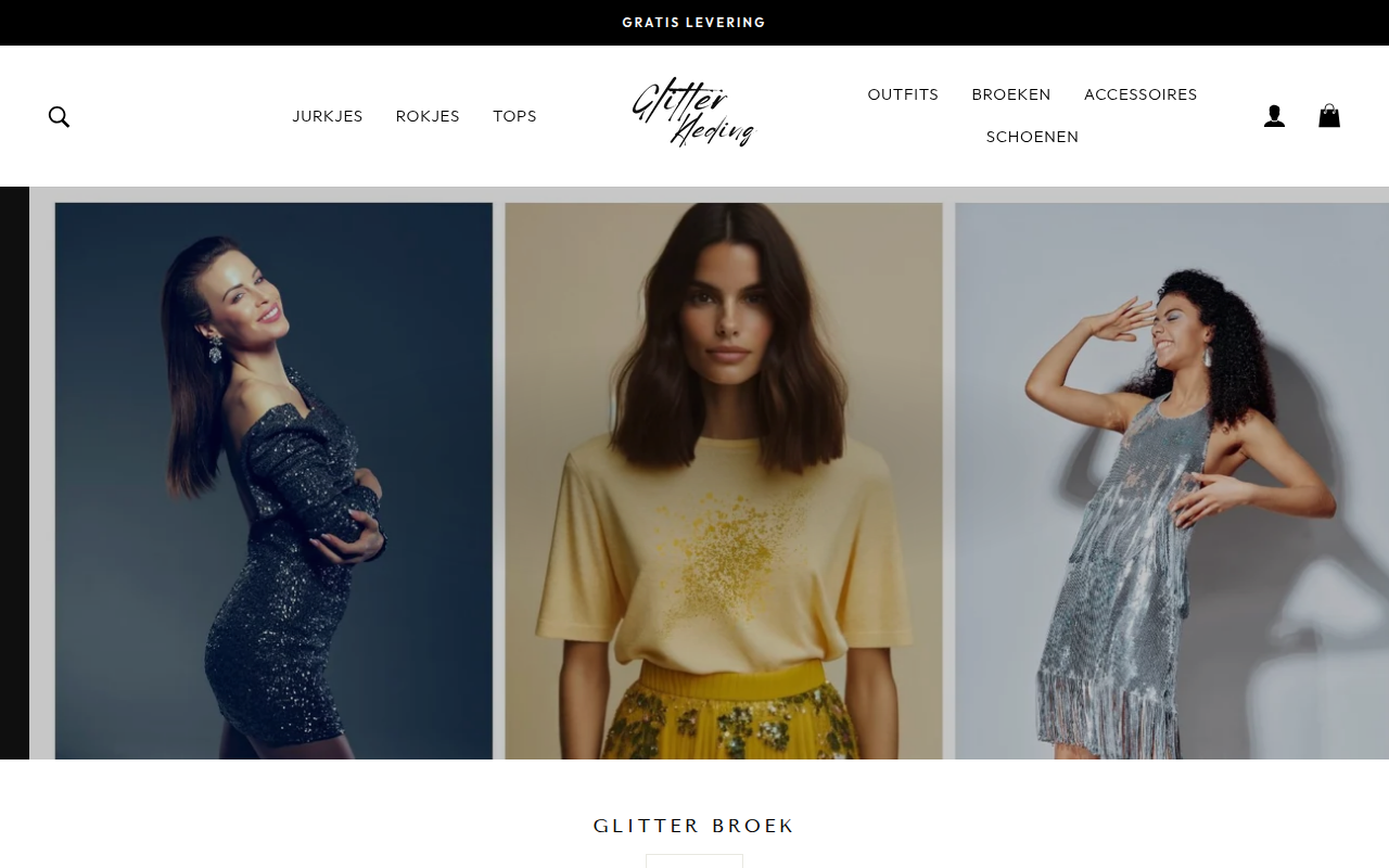 Screenshot van glitter-kleding.com