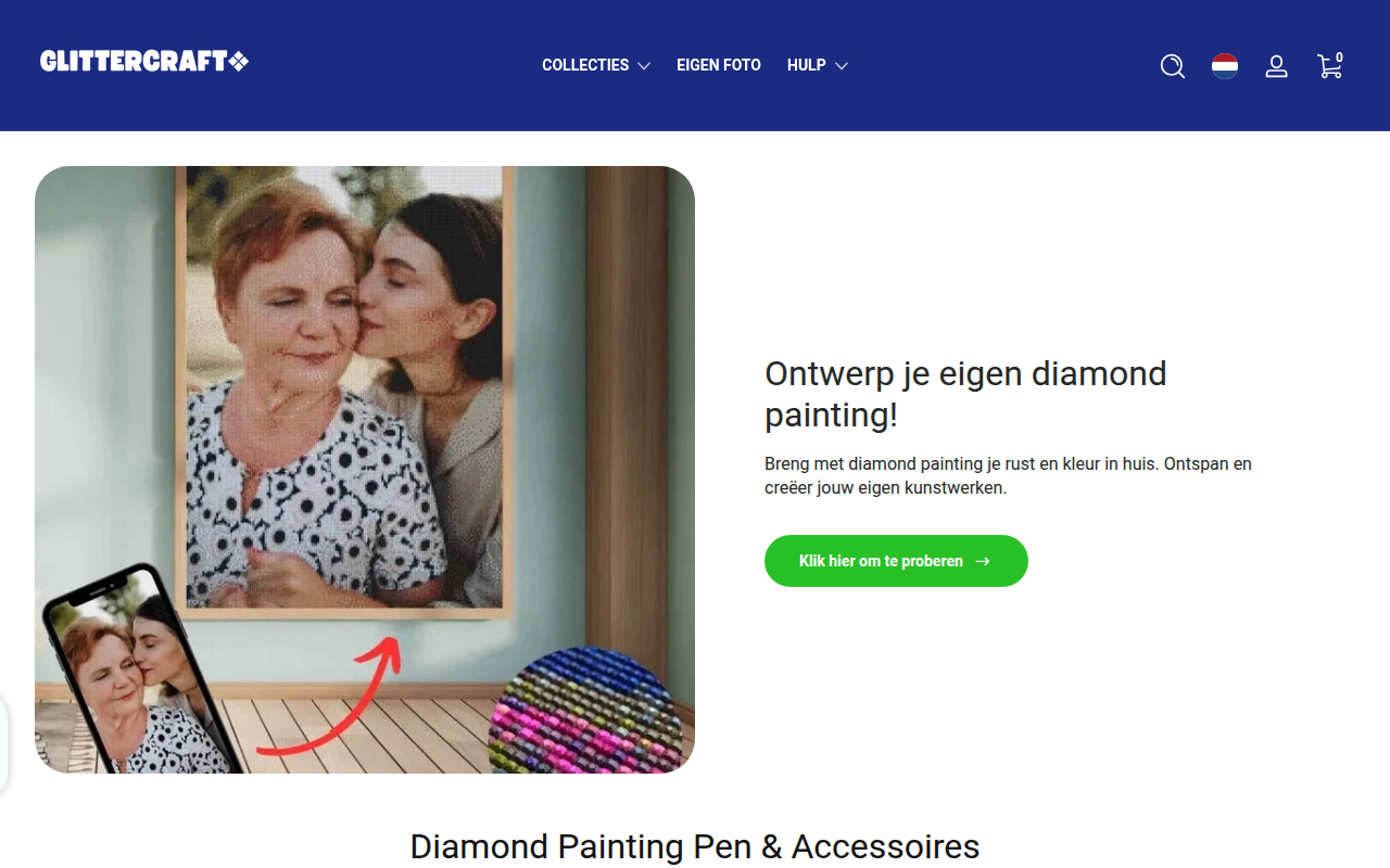 Screenshot van glittercraft.nl