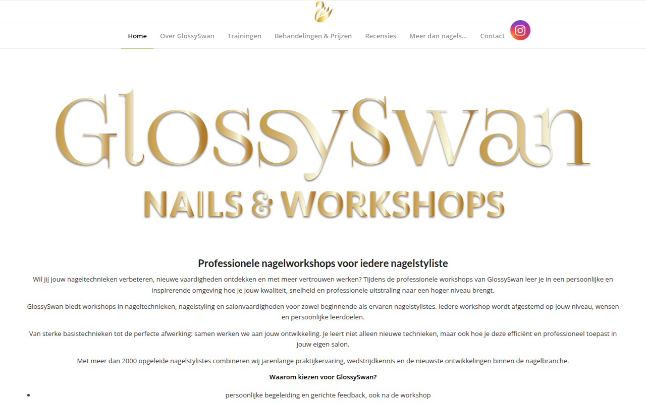 Screenshot van glossyswan.nl