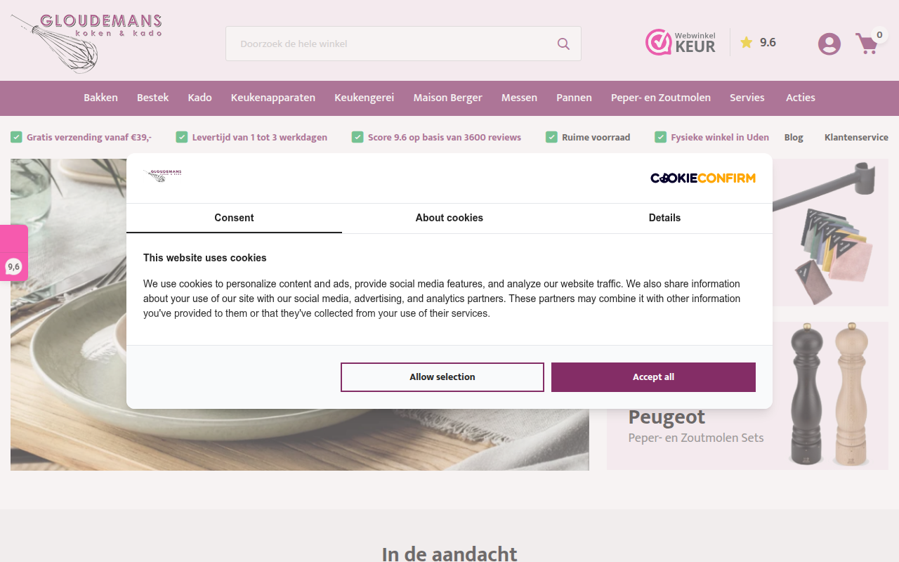 Screenshot van gloudemanskokenenkado.nl