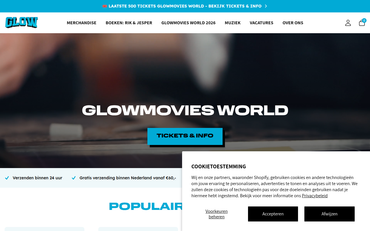 Screenshot van glowmovies.nl