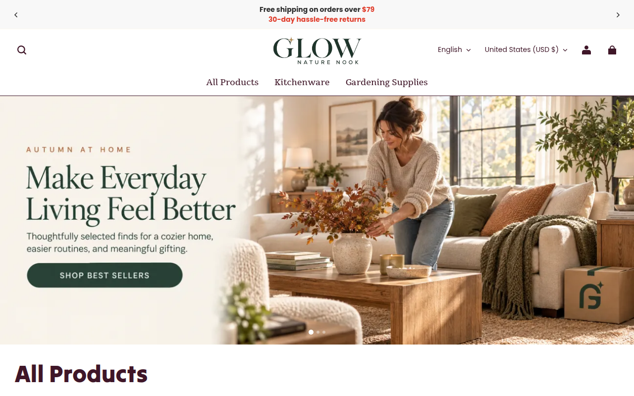Screenshot van glownaturenook.com