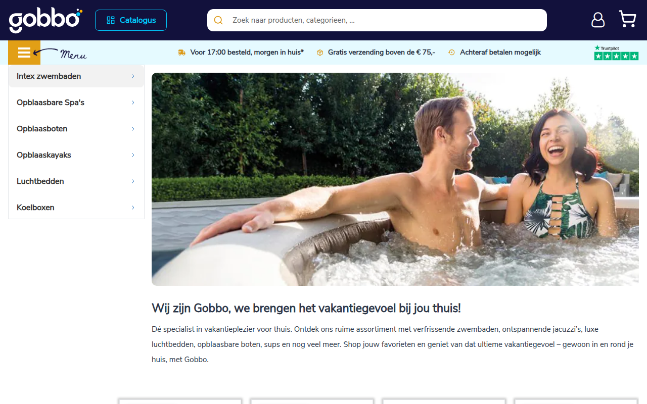 Screenshot van gobbo.nl