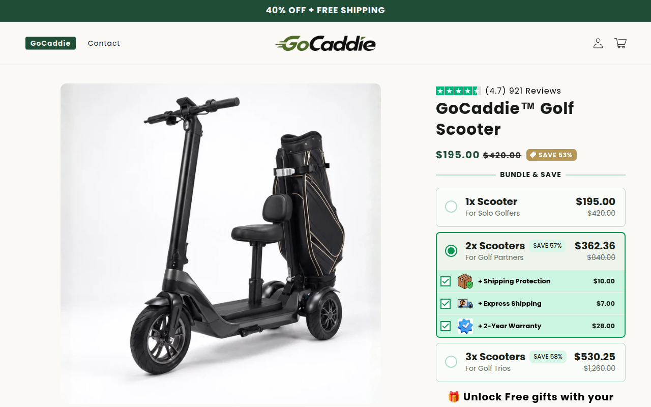Screenshot van gocaddie.shop
