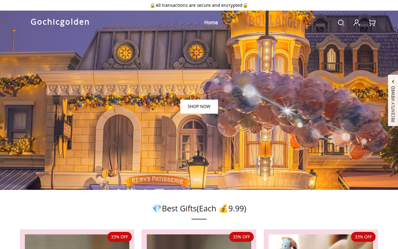 Screenshot van gochicgolden.com