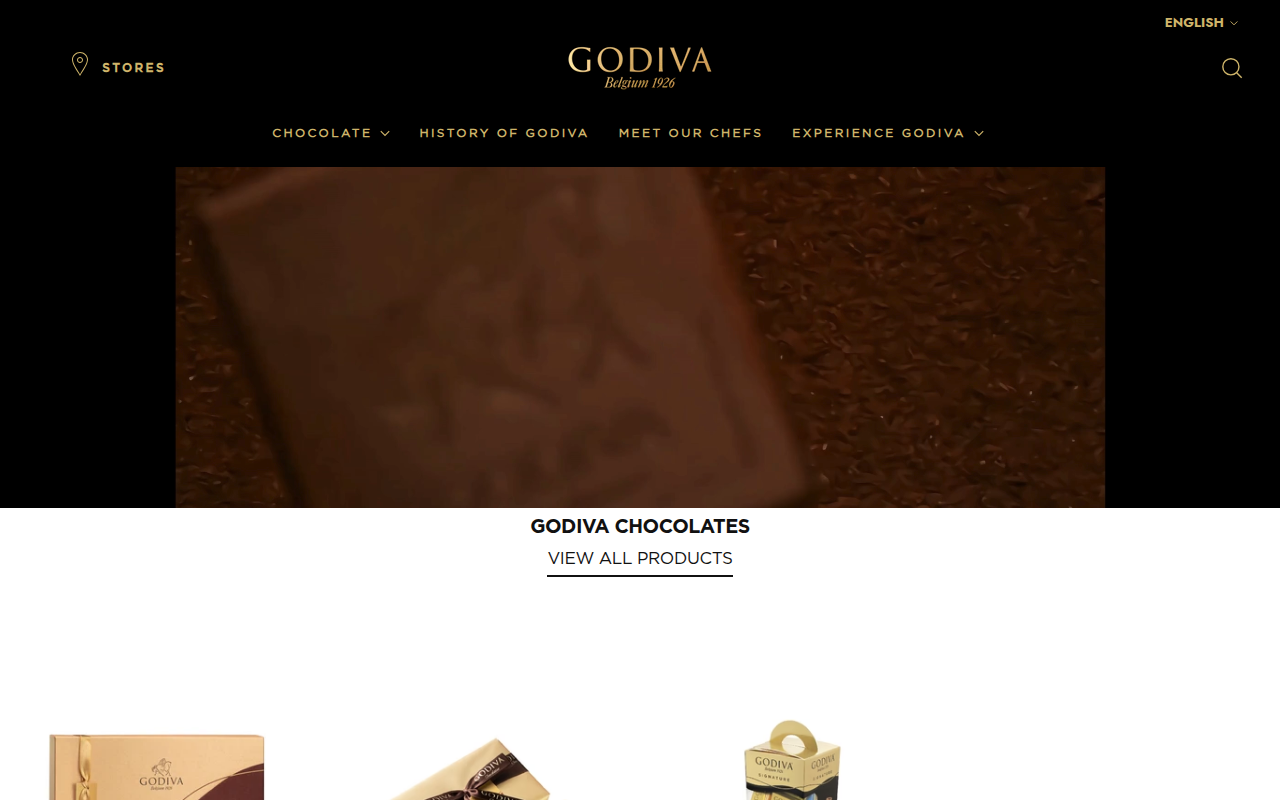 Screenshot van godiva.eu