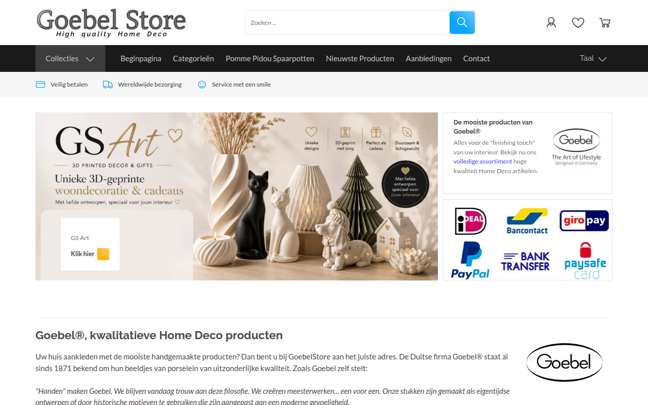Screenshot van goebelstore.nl